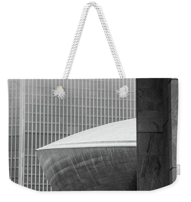 Albany Weekender Tote Bag featuring the photograph A Peek at the Egg by Neil Shapiro