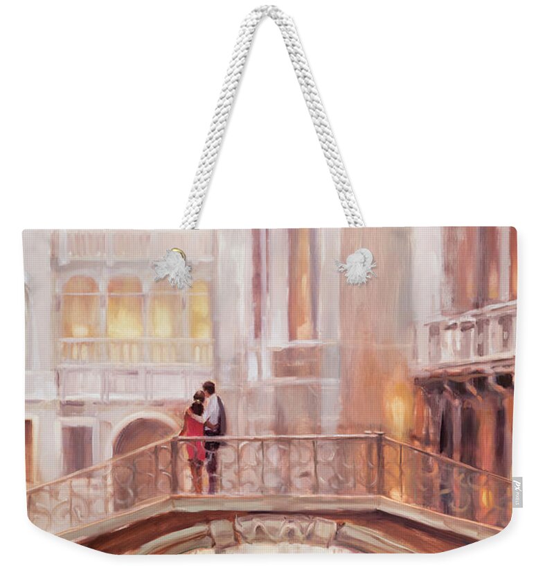 Romantic Weekender Tote Bag featuring the painting A Perfect Afternoon in Venice by Steve Henderson