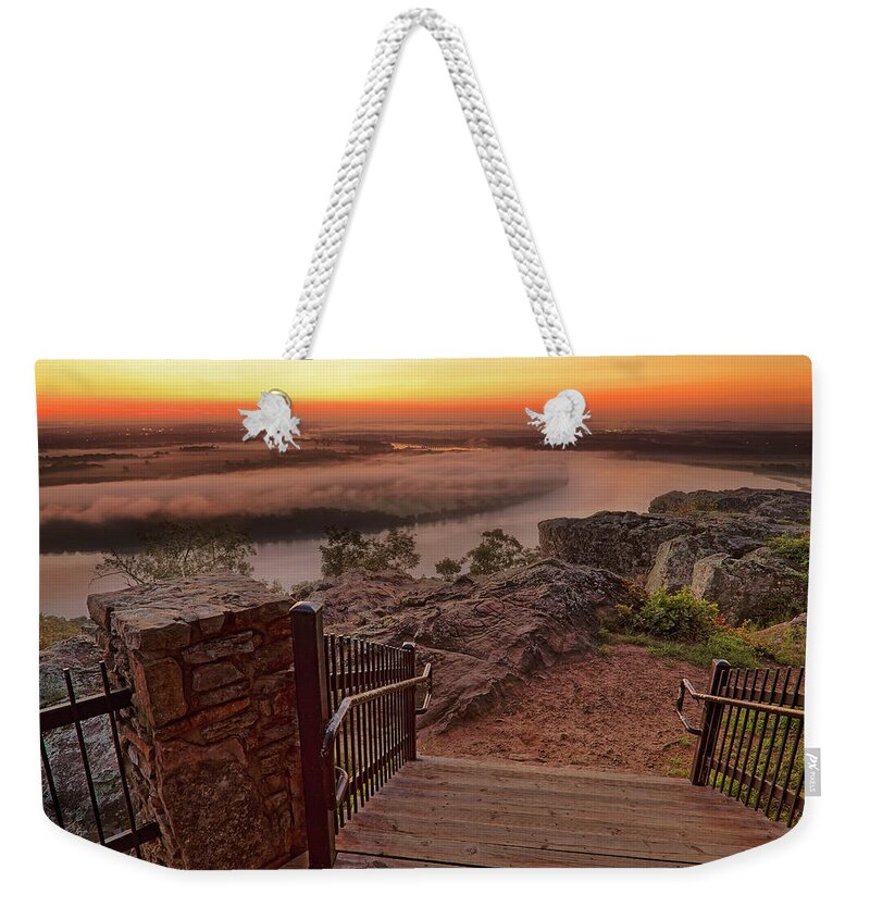Petit Jean Weekender Tote Bag featuring the photograph A Petit Jean Sunrise - Arkansas - Landscape by Jason Politte