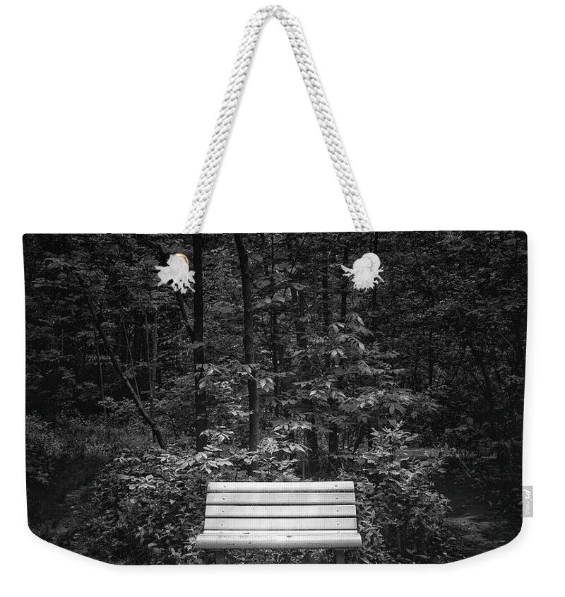 Black And White Weekender Tote Bag featuring the photograph A Place to Sit by Scott Norris