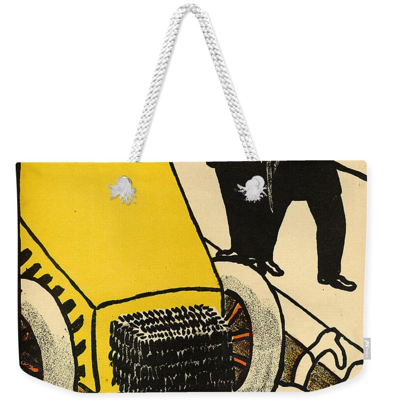 Injustice; Cruelty; Brutality; Abuse; Policeman; Policemen; French; Illustration; Female; Outrage; Authority Weekender Tote Bag featuring the painting A police car runs over a little girl by Felix Vallotton