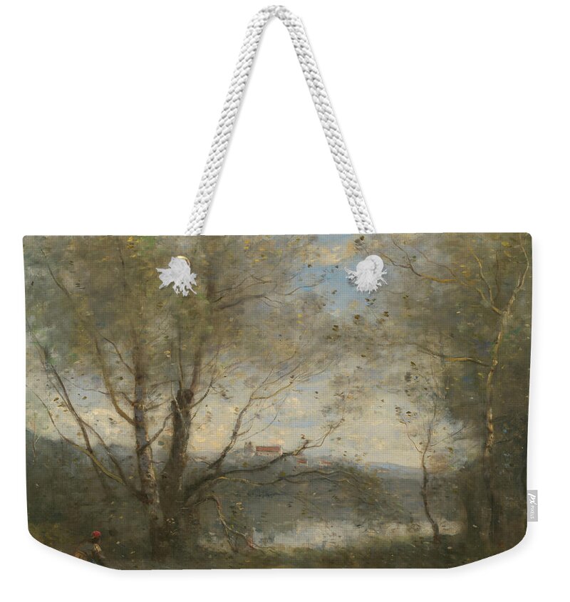 Painting Weekender Tote Bag featuring the painting A Pond Seen Through The Trees by Mountain Dreams