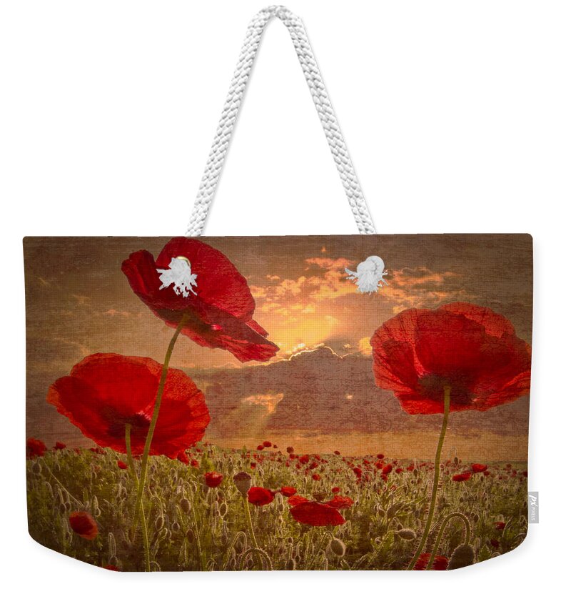 Appalachia Weekender Tote Bag featuring the photograph A Poppy Kind of Morning by Debra and Dave Vanderlaan