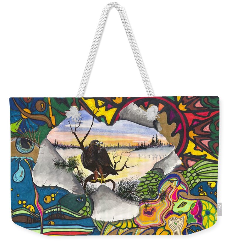 Hole Weekender Tote Bag featuring the painting A punch through by Darren Cannell