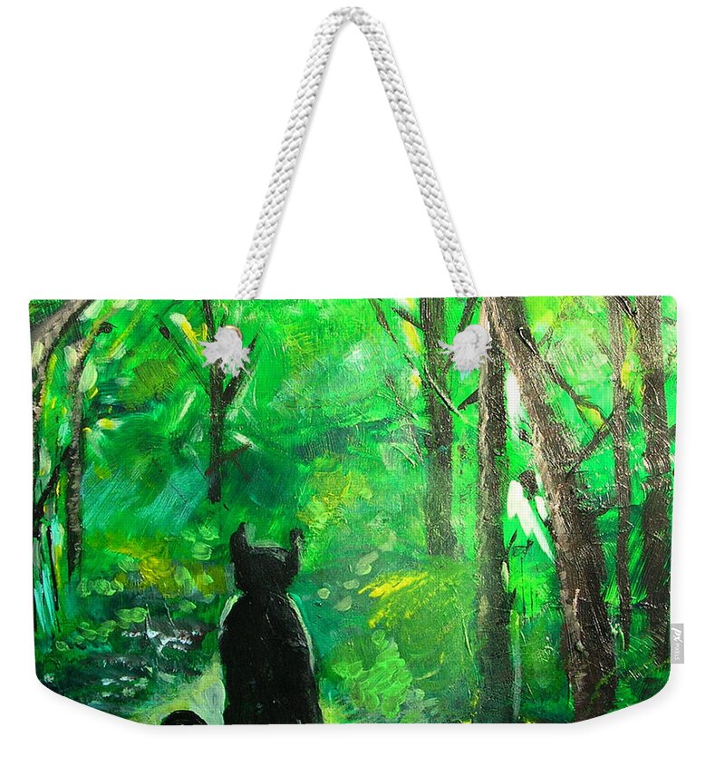 Cat Weekender Tote Bag featuring the painting A Purrfect Day by Seth Weaver