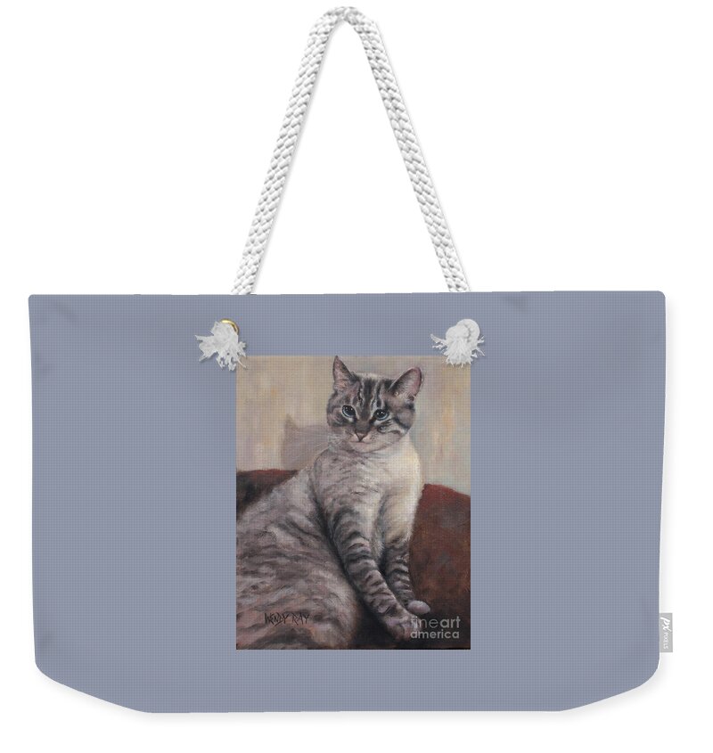 Cat Weekender Tote Bag featuring the painting A Regal Pose by Wendy Ray