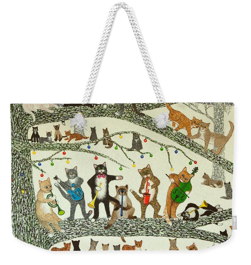 Christmas Weekender Tote Bag featuring the painting A Resounding Success by Pat Scott