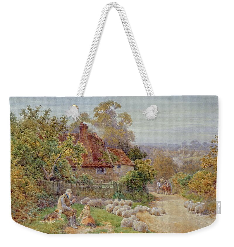 A Rest By The Way (w/c On Paper) By Charles James Adams (1859-1931) Weekender Tote Bag featuring the painting A Rest by the Way by Charles James Adams