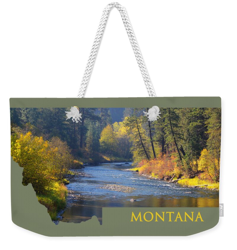 Autumn Weekender Tote Bag featuring the photograph A River Runs Thru Autumn by Whispering Peaks Photography