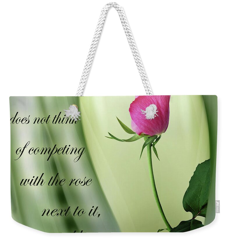 Rose Weekender Tote Bag featuring the digital art A Rose by Nina Bradica