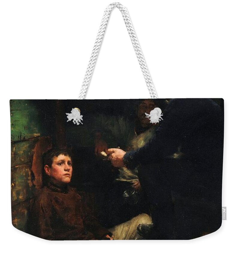 Henry Weekender Tote Bag featuring the painting A Sailors Yarn by Henry Scott Tuke