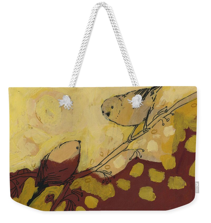 Bird Weekender Tote Bag featuring the painting A Short Pause by Jennifer Lommers