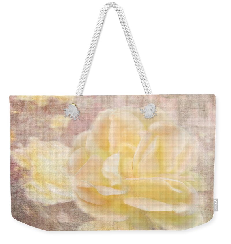 A Softer Rose Weekender Tote Bag featuring the photograph A Softer Rose by Victoria Harrington