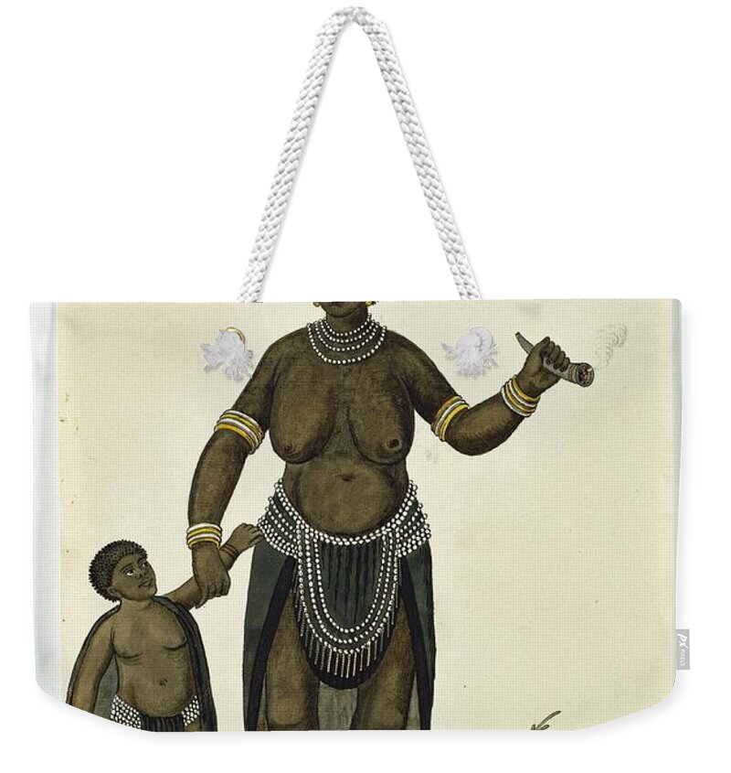 A Standing Weekender Tote Bag featuring the painting A standing Khoi, woman by Robert Jacob Gordon