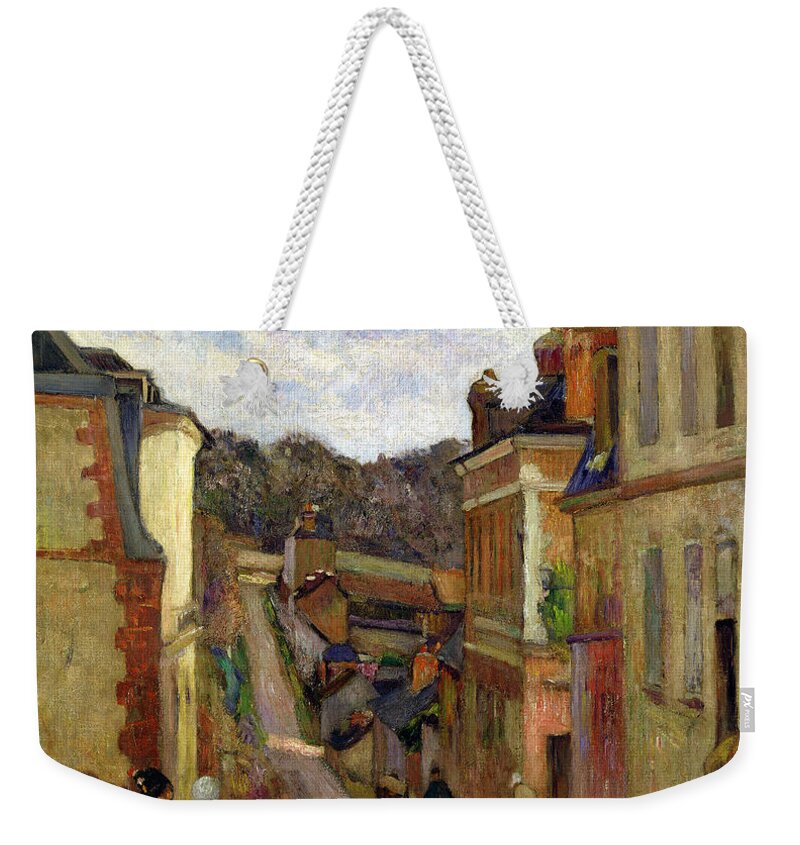 A Suburban Street Weekender Tote Bag featuring the painting A Suburban Street by Paul Gauguin