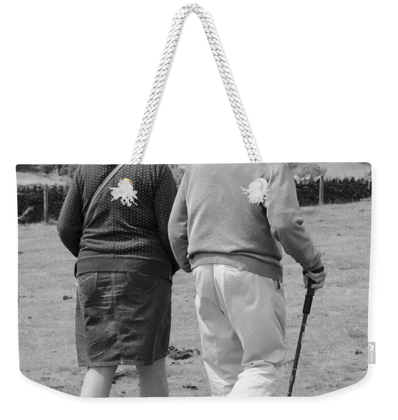 Black And White Weekender Tote Bag featuring the photograph A Sunday Stroll In The Country by Linsey Williams