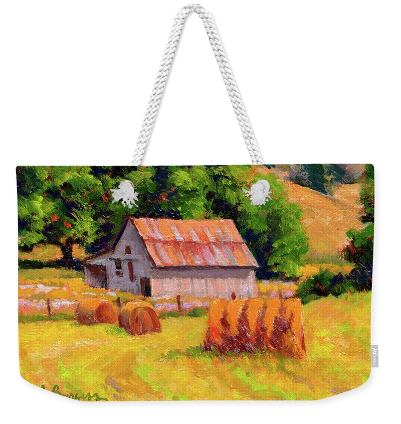 Landscape Weekender Tote Bag featuring the painting A Sunny Morning by Keith Burgess
