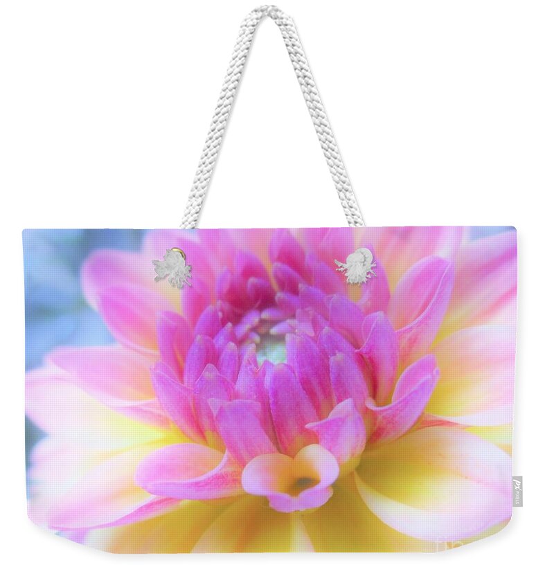 Dahlia Weekender Tote Bag featuring the photograph A Symphony of Light by Sharon Ackley