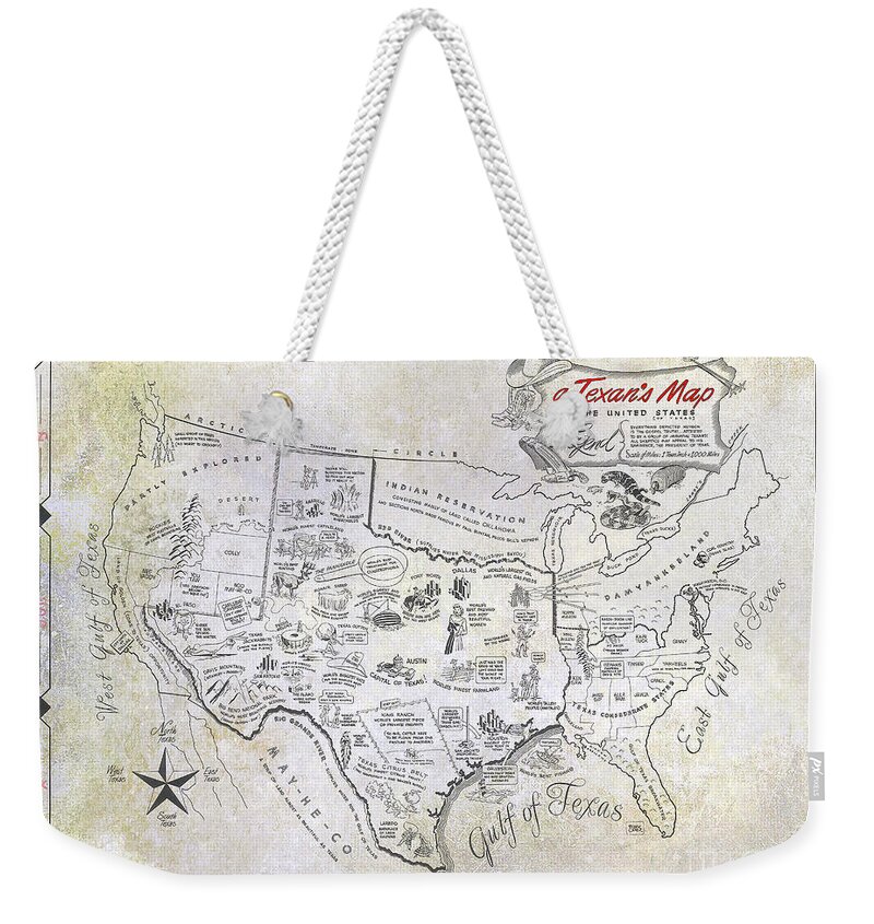 Texas Map Weekender Tote Bag featuring the photograph A Texan's Map by Jon Neidert