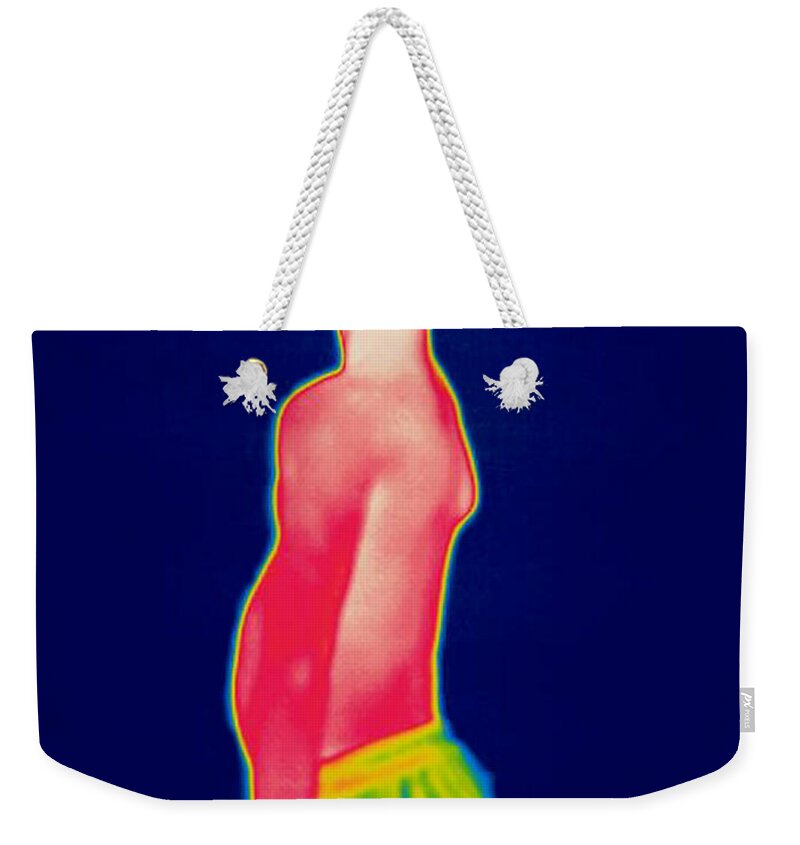 Thermogram Weekender Tote Bag featuring the photograph A Thermogram Of A Boy In Shorts Profile by Ted Kinsman
