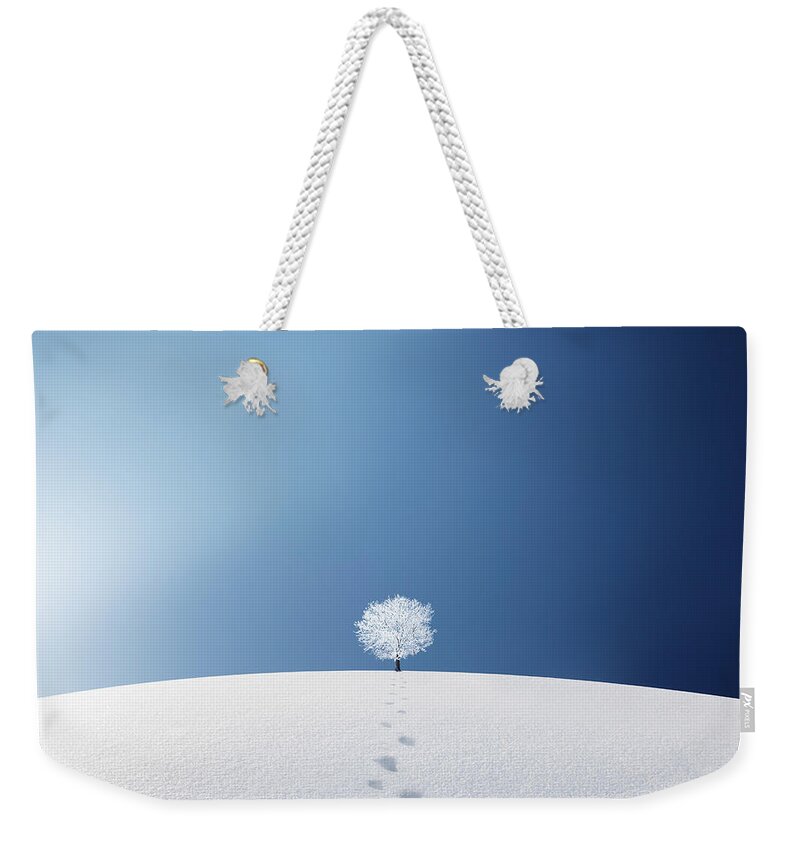 Landscape Weekender Tote Bag featuring the photograph A tree in the field by Bess Hamiti