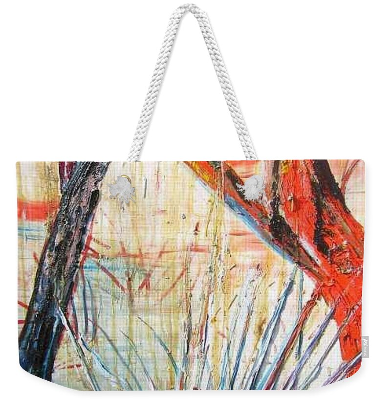 Trees Weekender Tote Bag featuring the painting A Tribute by Peggy Blood