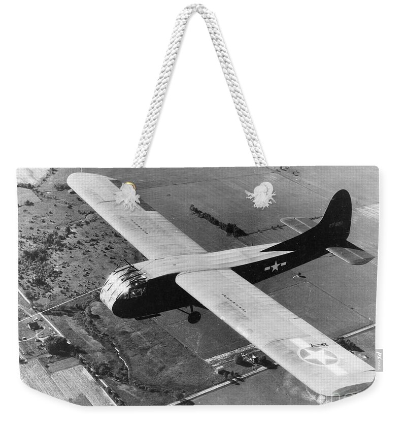 Gliding Weekender Tote Bag featuring the photograph A U.s. Army Air Force Waco Cg-4a Glider by Stocktrek Images