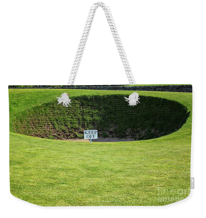 Almost Weekender Tote Bag featuring the photograph A very steep bunker by Patricia Hofmeester