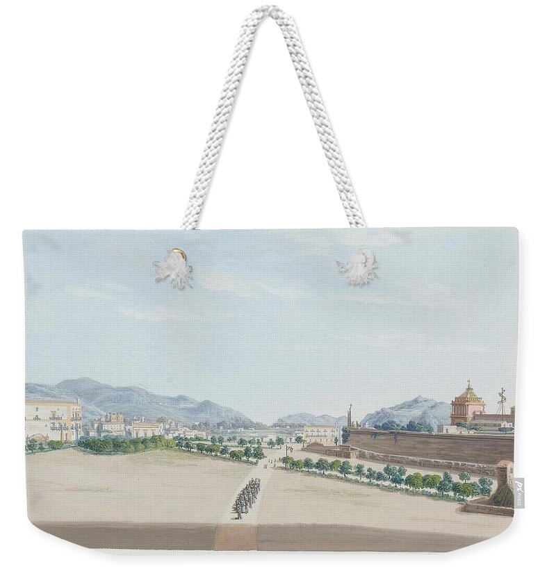 Zerilli Weekender Tote Bag featuring the painting A view of a castle or a fortress by Francesco