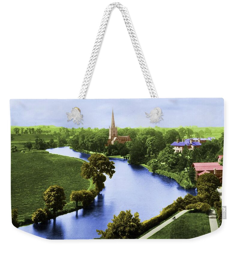 Startford Weekender Tote Bag featuring the painting A View of Stratford-upon-Avon by Troy Caperton