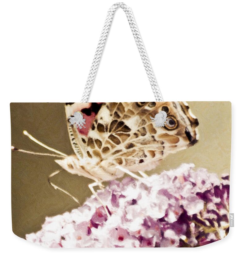 Butterfly Weekender Tote Bag featuring the photograph A Visit From Pat by Trish Tritz