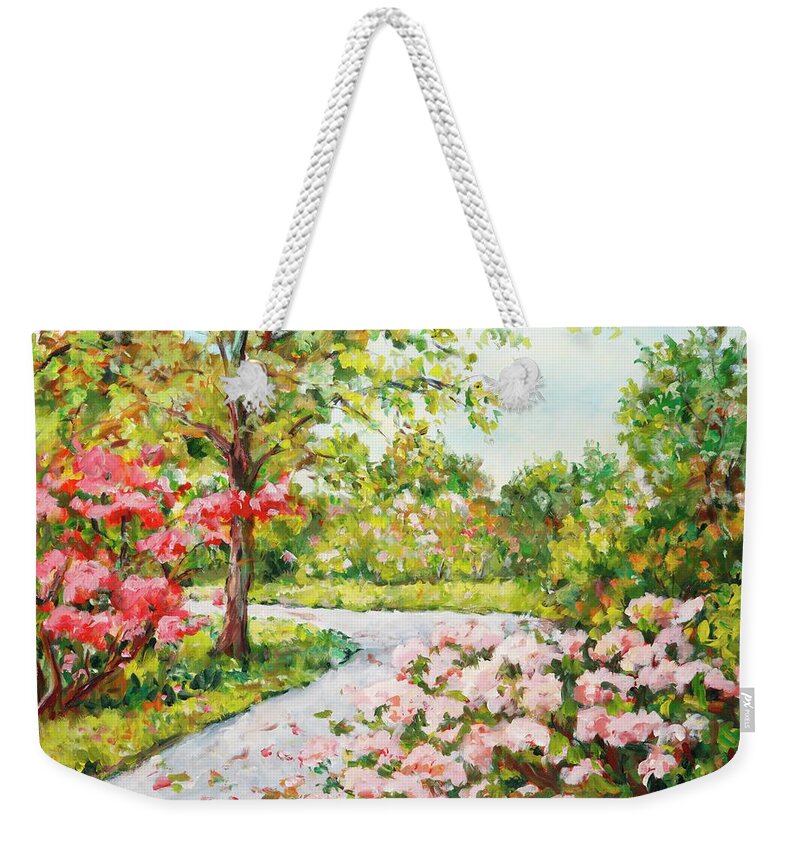 Landscape Weekender Tote Bag featuring the painting A Walk through the Park by Ingrid Dohm