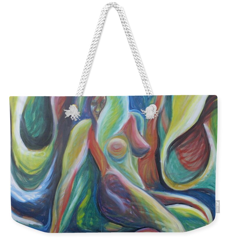Figure Weekender Tote Bag featuring the painting A Whole Other World by Trina Teele
