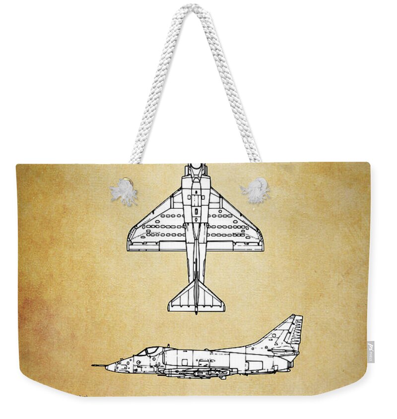 A4 Weekender Tote Bag featuring the digital art A4 Skyhawk by Airpower Art