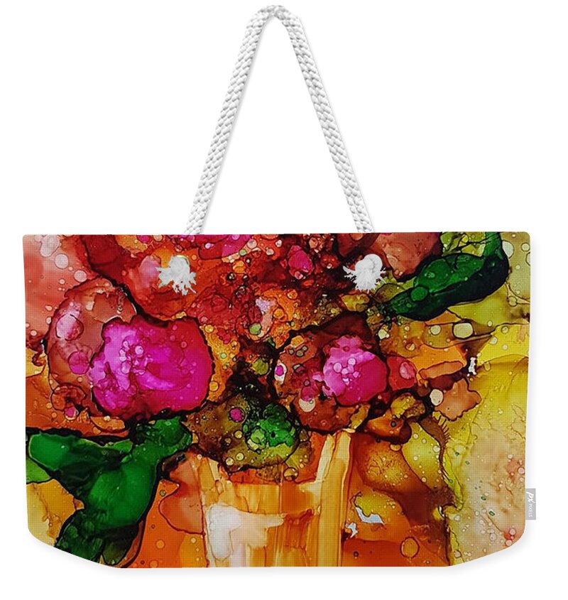 Bright Weekender Tote Bag featuring the mixed media Aaaah Spring by Francine Dufour Jones