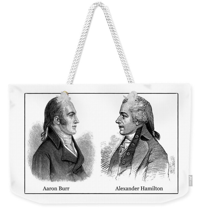 Alexander Hamilton Weekender Tote Bag featuring the photograph Aaron Burr and Alexander Hamilton by Phil Cardamone