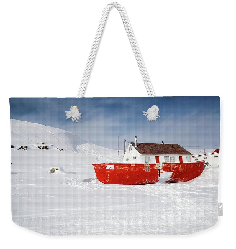 Cape Cod Catboat Weekender Tote Bag featuring the photograph Abandoned fishing boat by Nick Mares