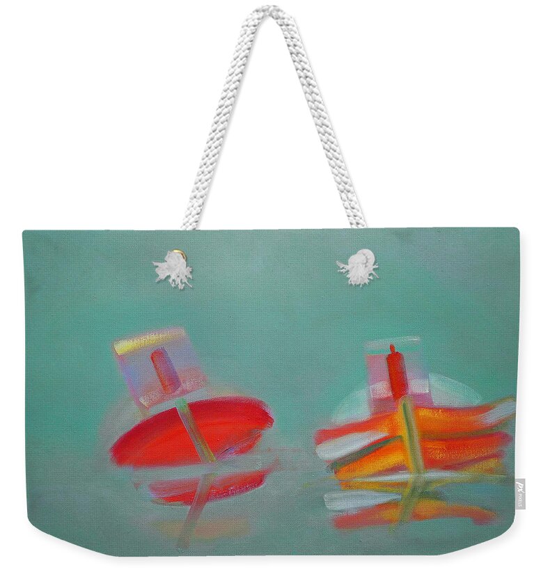 Red Boats Weekender Tote Bag featuring the painting Abandoned Fishing Boats Tavira Portugal by Charles Stuart