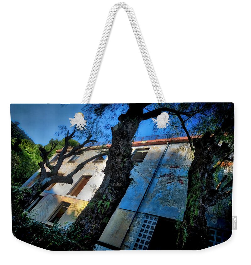 Luoghi Abbandonati Weekender Tote Bag featuring the photograph ABANDONED SUMMER CAMP BUILDING - COLONIA ABBANDONATA 3 a CASTELLO BORELLI DI BORGHETTO SANTO SPIRITO by Enrico Pelos