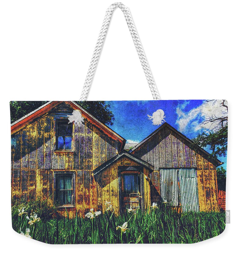 Abandoned Yellow Farm House Weekender Tote Bag featuring the photograph Abandoned Yellow Farm House by Anna Louise