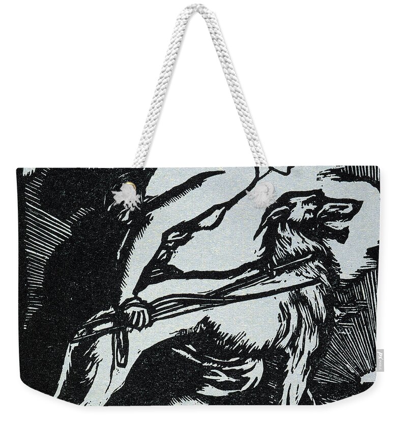 1899 Weekender Tote Bag featuring the drawing Abbey Theatre Emblem by Granger