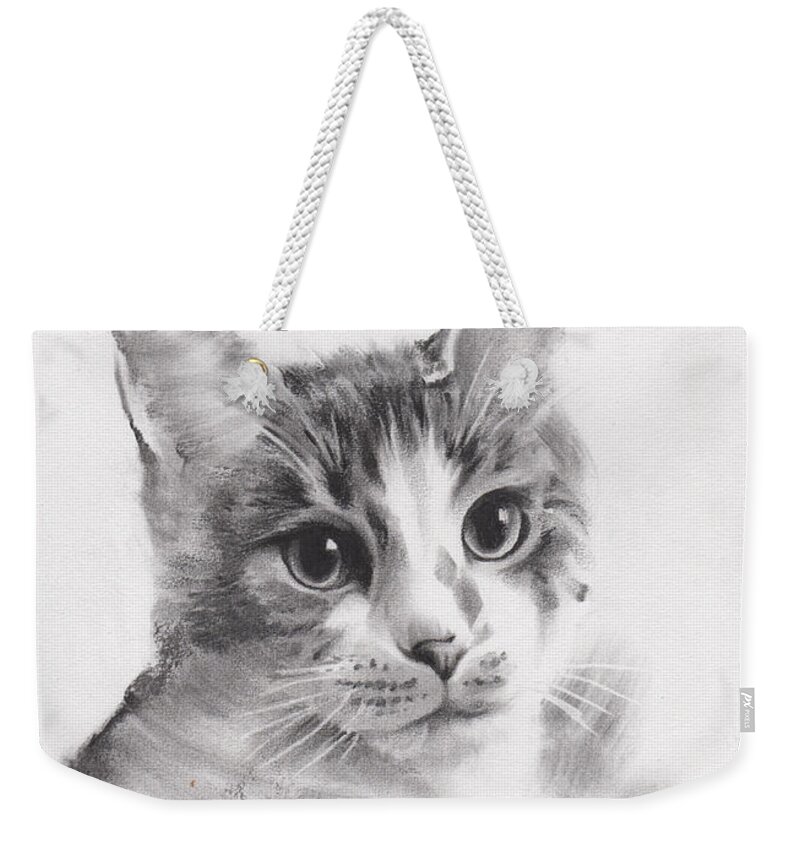 Figurative Weekender Tote Bag featuring the drawing Abbie by Paul Davenport