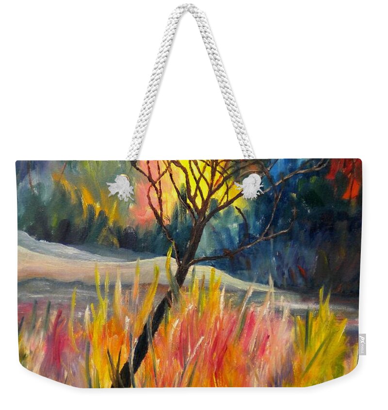 Fire Weekender Tote Bag featuring the photograph Ablaze by Renate Wesley