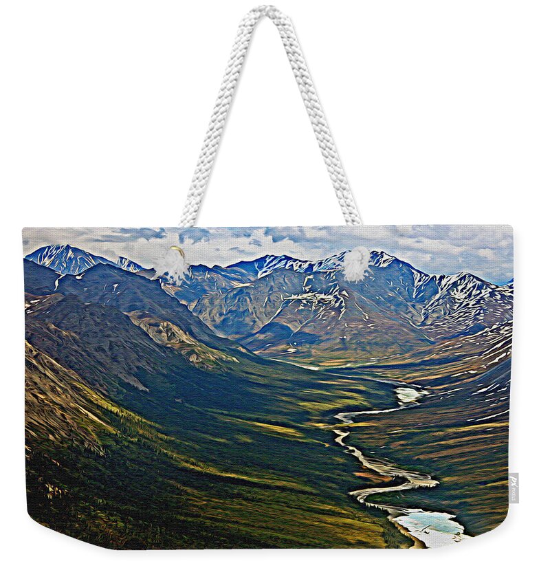 Alaska Weekender Tote Bag featuring the painting Above the Arctic Circle by John Haldane