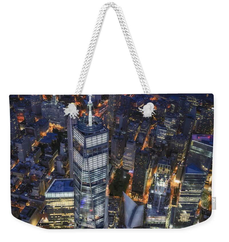 World Trade Center Weekender Tote Bag featuring the photograph Above The Freedom Tower WTC by Susan Candelario