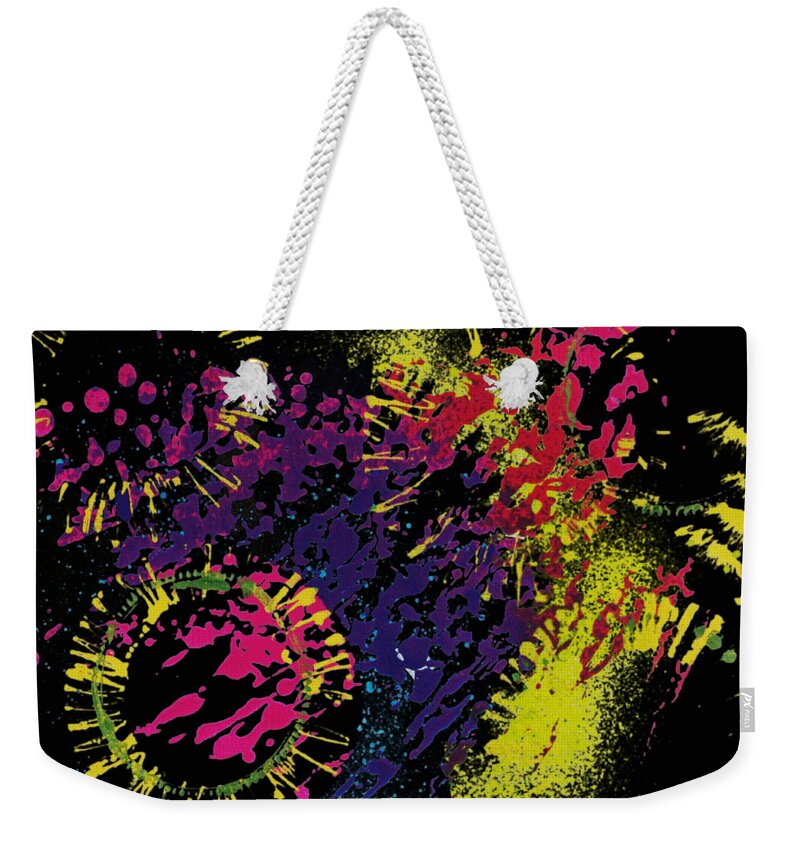 Lori Kingston Weekender Tote Bag featuring the painting Abstract #1 by Lori Kingston
