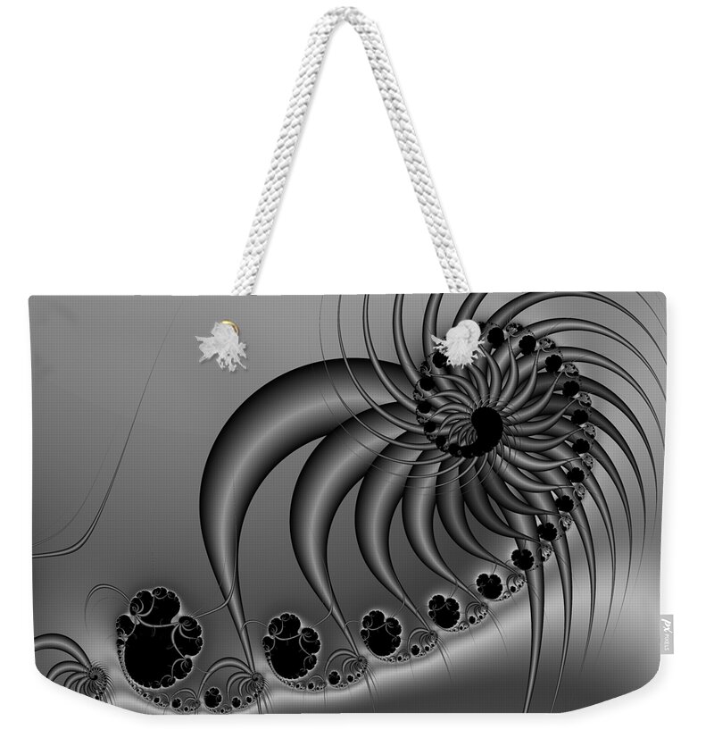 Abstract Weekender Tote Bag featuring the digital art Abstract 118 BW by Rolf Bertram