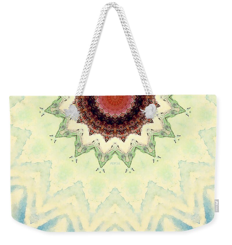 Star Weekender Tote Bag featuring the digital art Abstract 16 Points Star by Phil Perkins