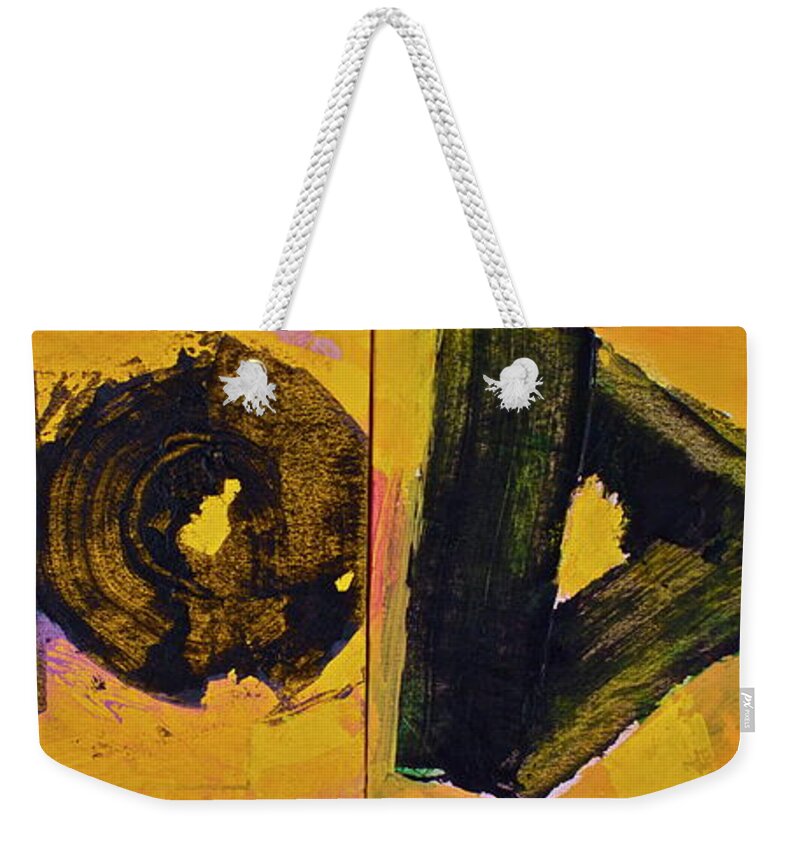 Abstract Paintings Weekender Tote Bag featuring the painting Abstract 2071-diptych by Cliff Spohn