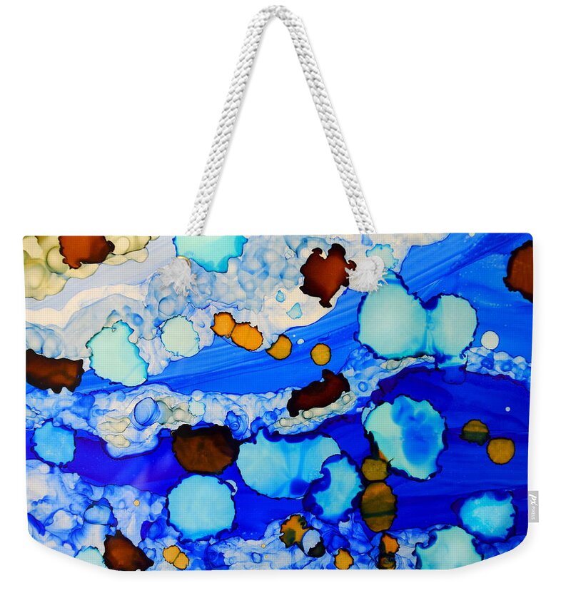 Abstract Weekender Tote Bag featuring the painting Abstract 23 by Lucie Dumas